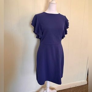 She & Sky Steel Blue Ruffle Sleeve Dress